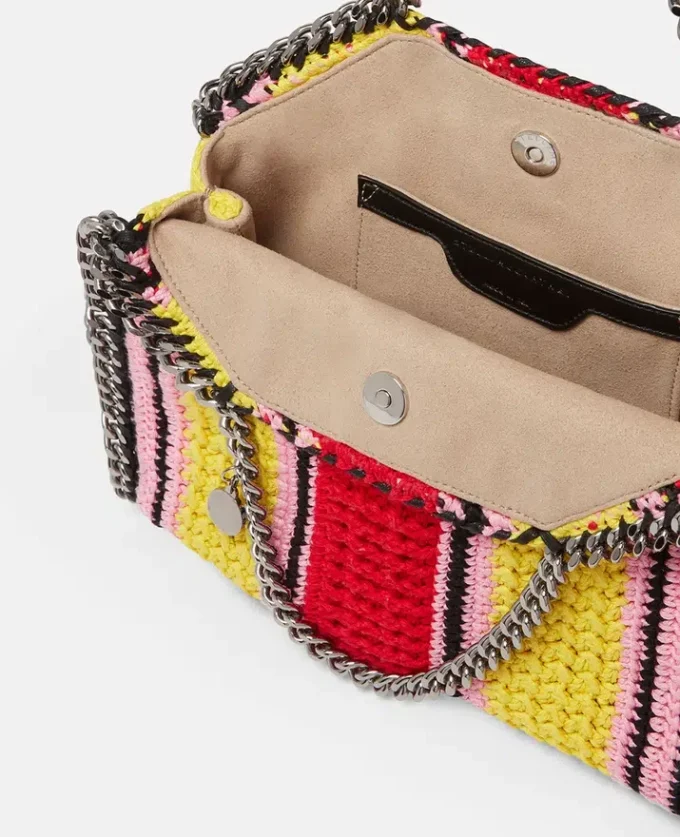 Falabella gestreifte Mini-Tasche aus Baumwollhäkelarbeit
