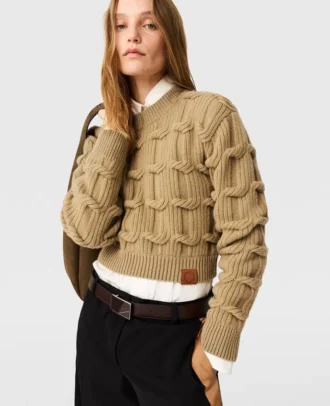 Falabella Pullover mit Rundhalsausschnitt und Zopfmuster