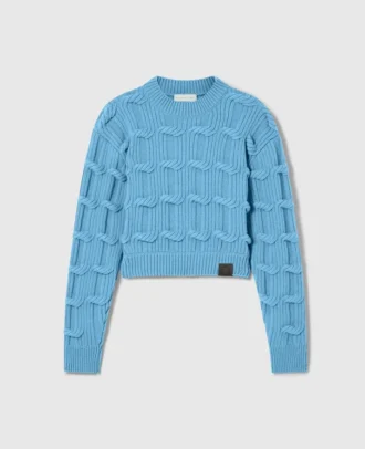 Falabella Pullover mit Rundhalsausschnitt und Zopfmuster Falabella Pullover mit Rundhalsausschnitt und Zopfmuster