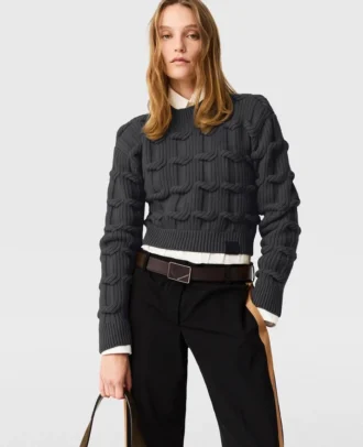Falabella Pullover mit Rundhalsausschnitt und Zopfmuster