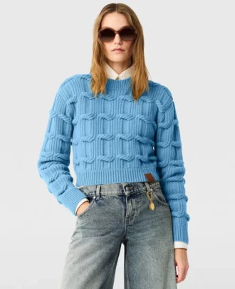 Falabella Pullover mit Rundhalsausschnitt und Zopfmuster Falabella Pullover mit Rundhalsausschnitt und Zopfmuster