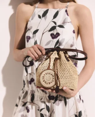 Falabella Raffia Crochet Bucket Bag