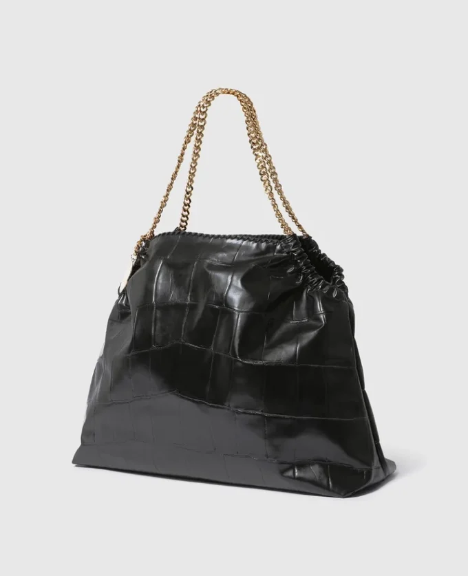Falabella Tote Bag mit Krokodilprägung und Kordelzug