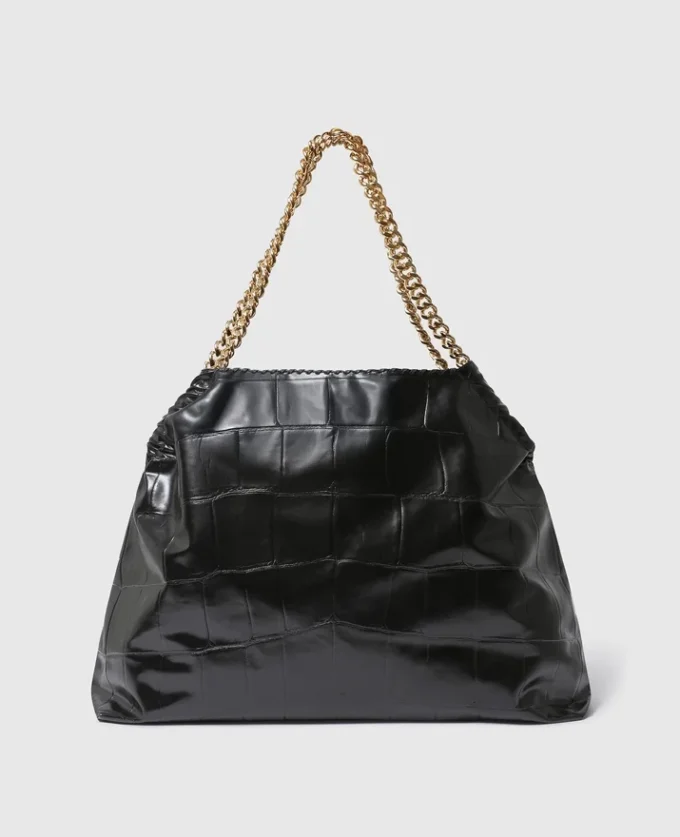 Falabella Tote Bag mit Krokodilprägung und Kordelzug