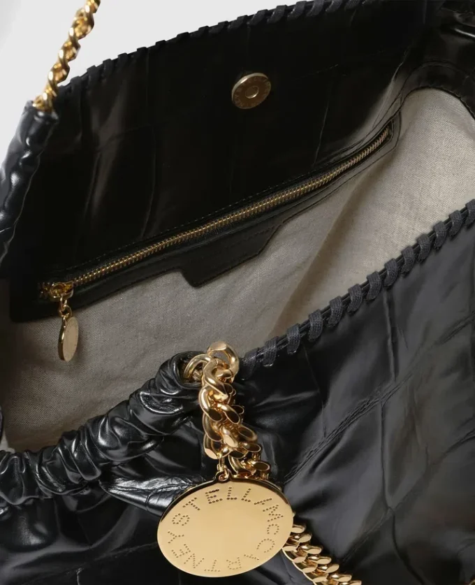 Falabella Tote Bag mit Krokodilprägung und Kordelzug