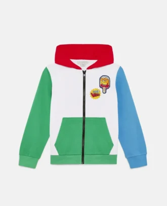Fleece-Hoodie mit Reißverschluss und Farbblock-Design