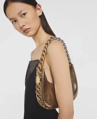 Frayme Mini-Hobo-Tasche mit Reißverschluss in Metallic-Optik