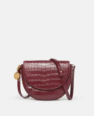 Frayme Schultertasche mit Klappe und Krokodilprägung, mittelgroß