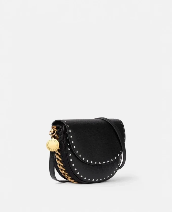 Frayme Studded Grainy Alter Mat Medium Flap Shoulder Bag