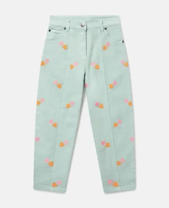 Gabardine-Hose mit Herzstickerei