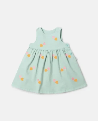 Gabardine-Kleid mit Herzstickerei