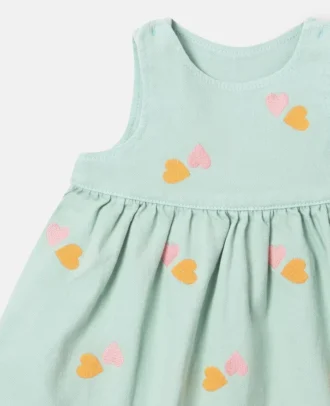 Gabardine-Kleid mit Herzstickerei