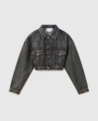 Gekürzte Jeansjacke mit gealterten Einsätzen