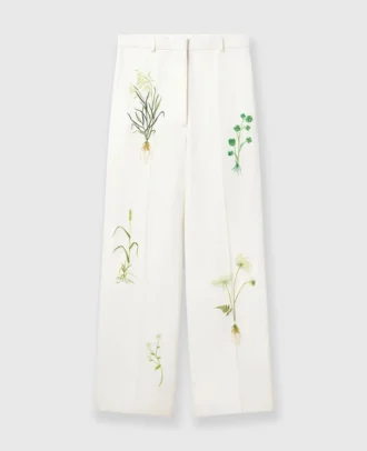 Gerade geschnittene Hose mit Blumenmuster und niedriger Leibhöhe