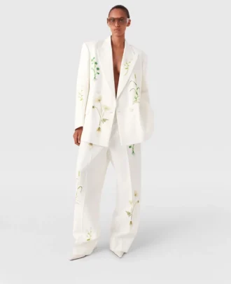 Gerade geschnittene Hose mit Blumenmuster und niedriger Leibhöhe
