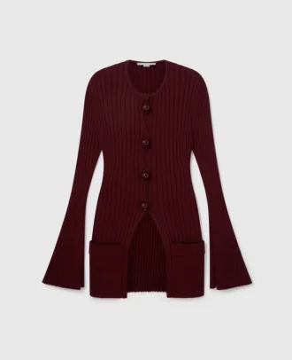 Gerippte Strickjacke mit langen Ärmeln