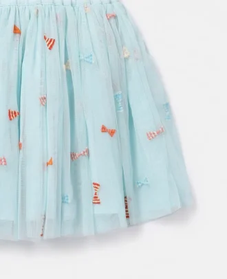 Gestreifter Tutu-Rock mit Schleifenstickerei