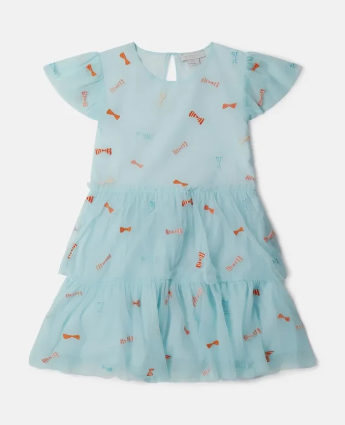 Gestreiftes Kleid mit Schleifenprint