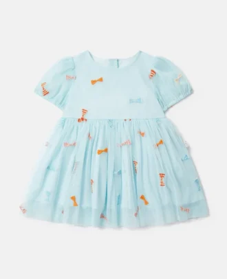 Gestreiftes Kleid mit Schleifenprint