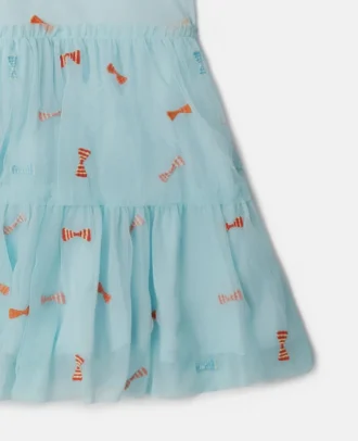 Gestreiftes Kleid mit Schleifenprint
