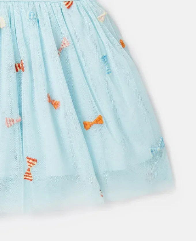 Gestreiftes Kleid mit Schleifenprint