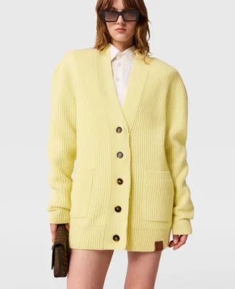 Grobstrick-Cardigan mit V-Ausschnitt