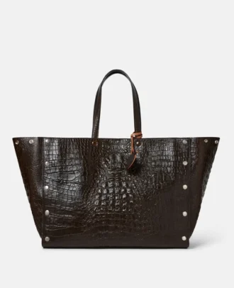 Große Handtasche „Stella Studs“ mit Krokodilprägung