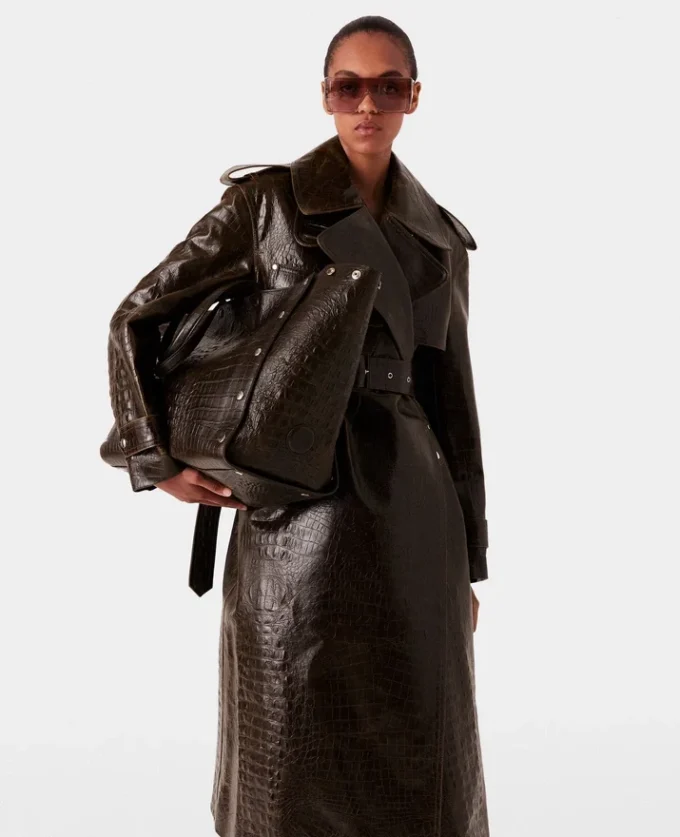 Trenchcoat mit Krokodilprägung