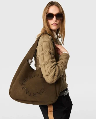 Große Hobo-Tasche aus Wildleder mit Logo