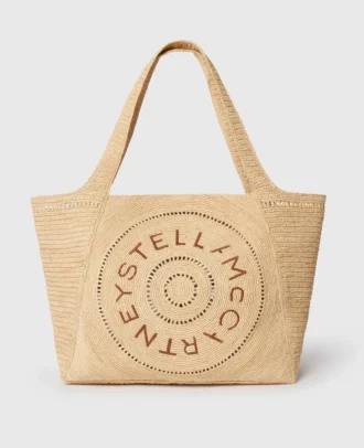 Große Logo Raffia-Tasche
