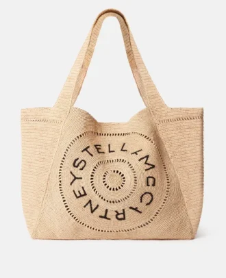Große Logo Raffia-Tasche