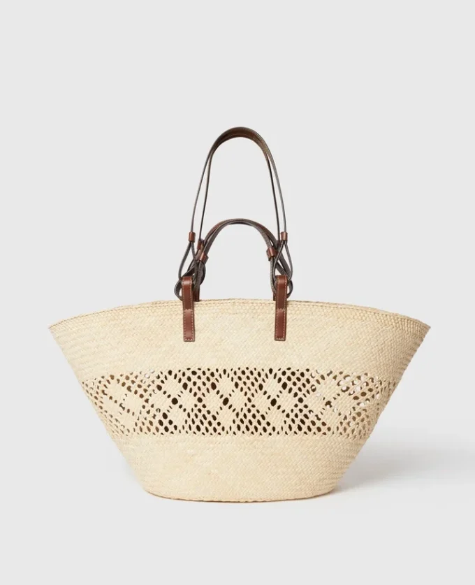 Große Tragetasche „Logo Raffia Crochet”