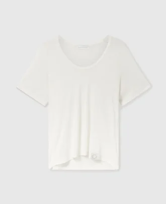 Halbtransparentes Strick-T-Shirt mit Rundhalsausschnitt