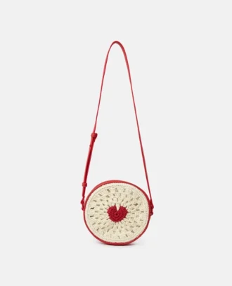 Herz-Raffia-Umhängetasche