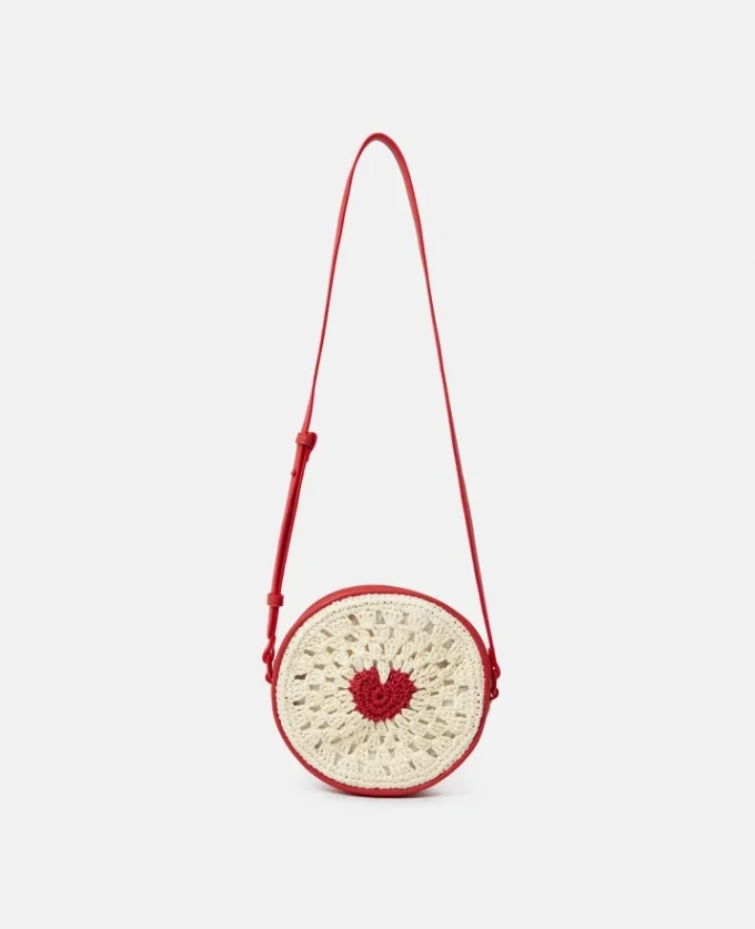Herz-Raffia-Umhängetasche