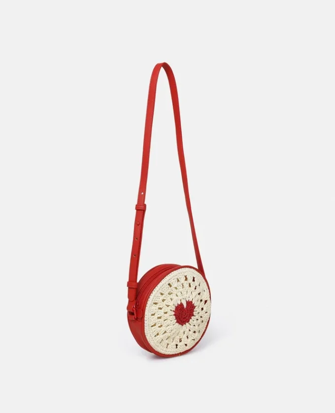 Herz-Raffia-Umhängetasche