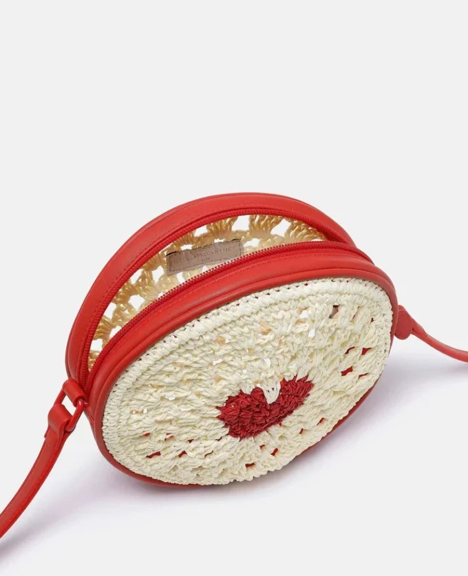 Herz-Raffia-Umhängetasche