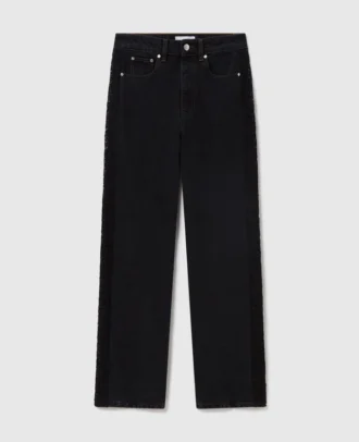 Hoch geschnittene Jeans mit geradem Bein und Spitze