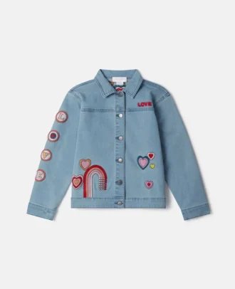 I Love You bestickte Jeansjacke