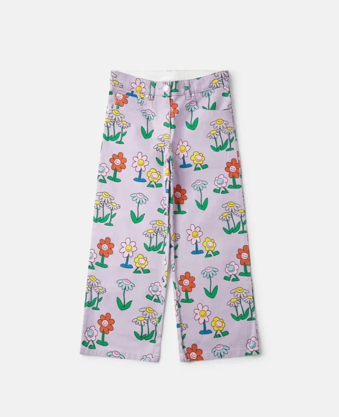 Jeans mit Blumenprint und geradem Bein