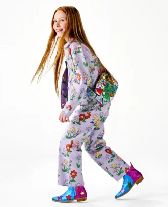 Jeans mit Blumenprint und geradem Bein