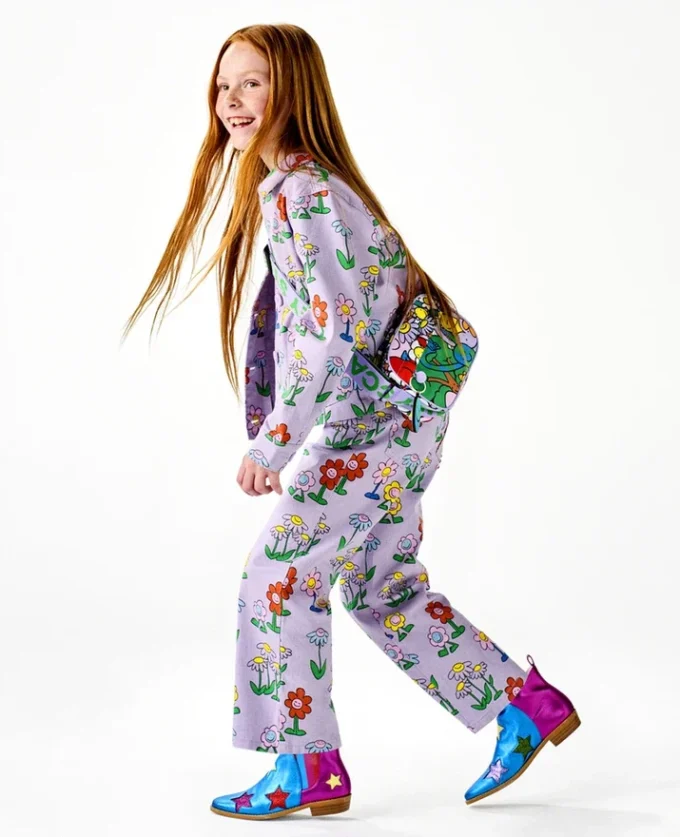Jeans mit Blumenprint und geradem Bein