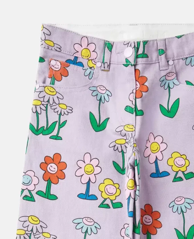 Jeans mit Blumenprint und geradem Bein