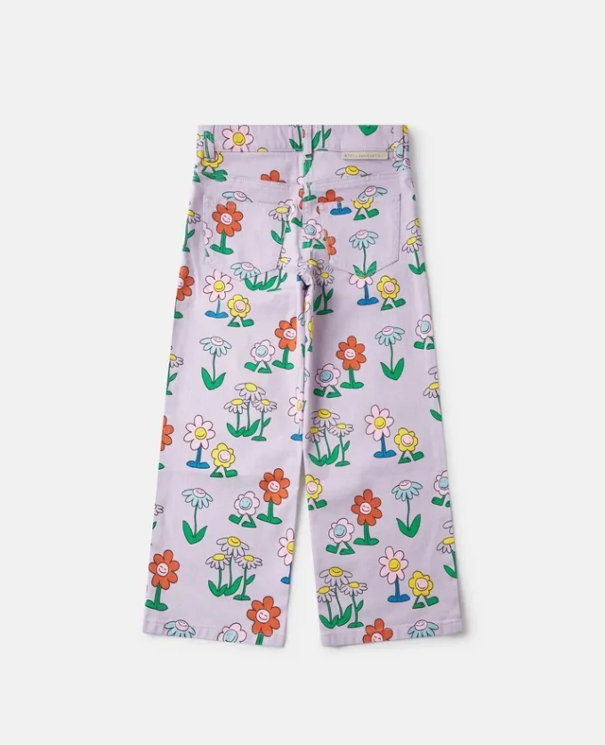 Jeans mit Blumenprint und geradem Bein
