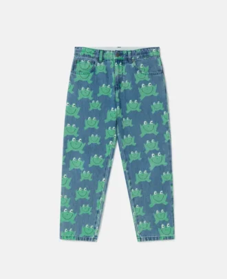 Jeans mit Froschprint und geradem Bein