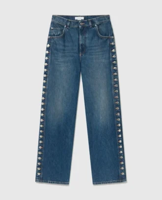 Jeans mit geradem Bein und Druckknöpfen