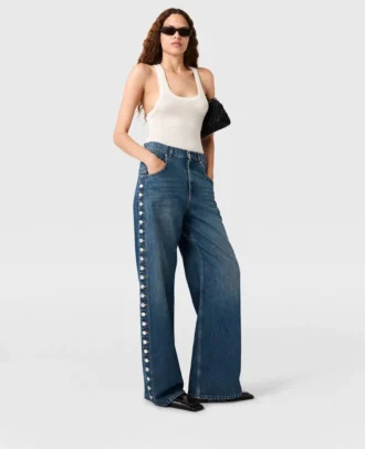 Jeans mit geradem Bein und Druckknöpfen