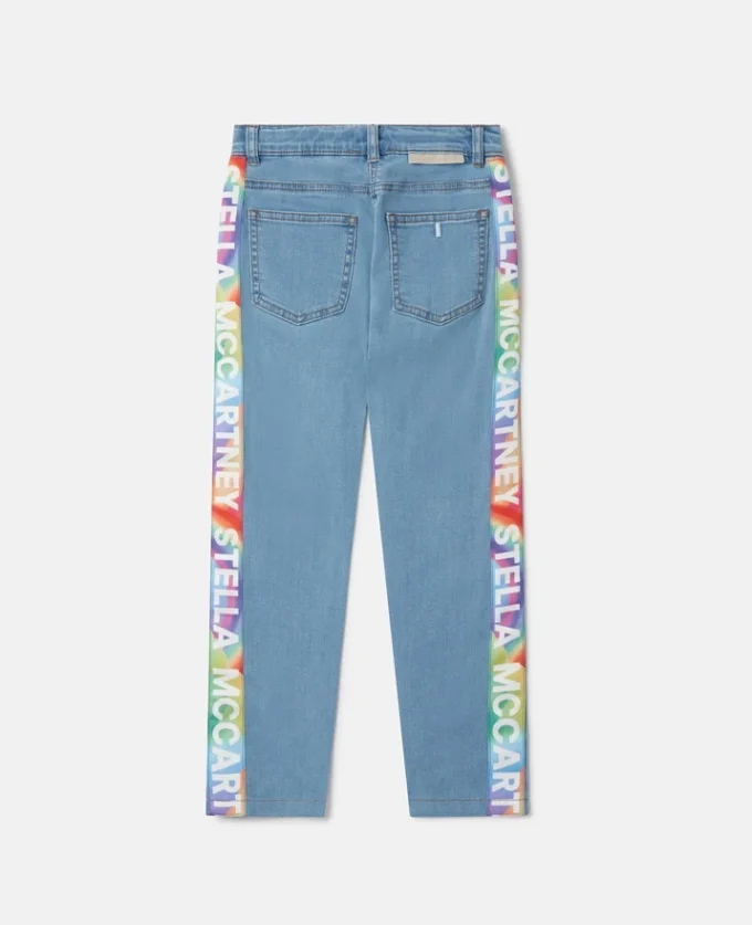 Jeans mit geradem Bein und Regenbogen-Logo-Band