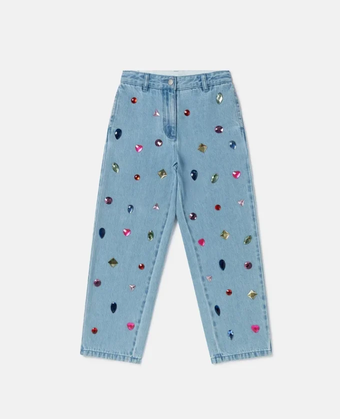 Jeans mit Juwelenstickerei