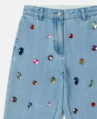 Jeans mit Juwelenstickerei